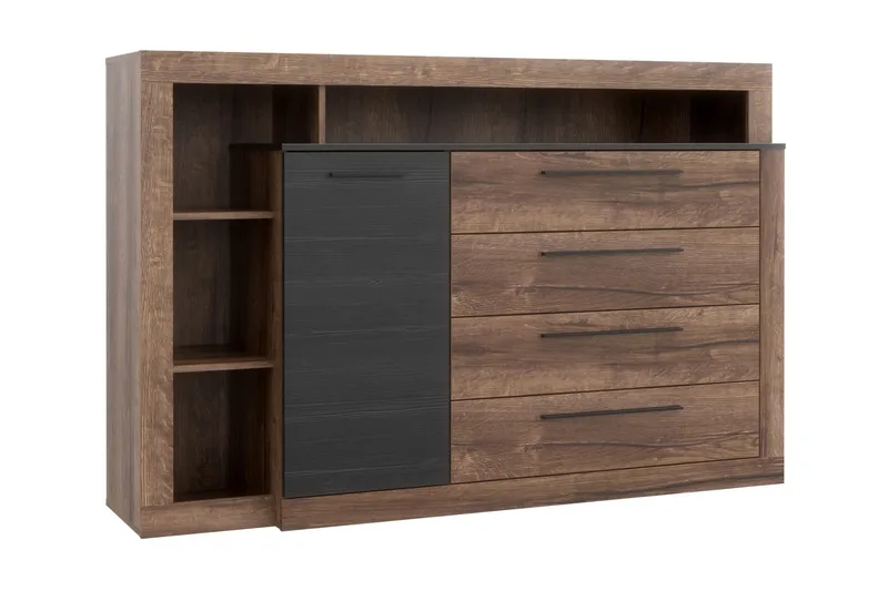 Hither Kommode 161 cm, Brun/Sort