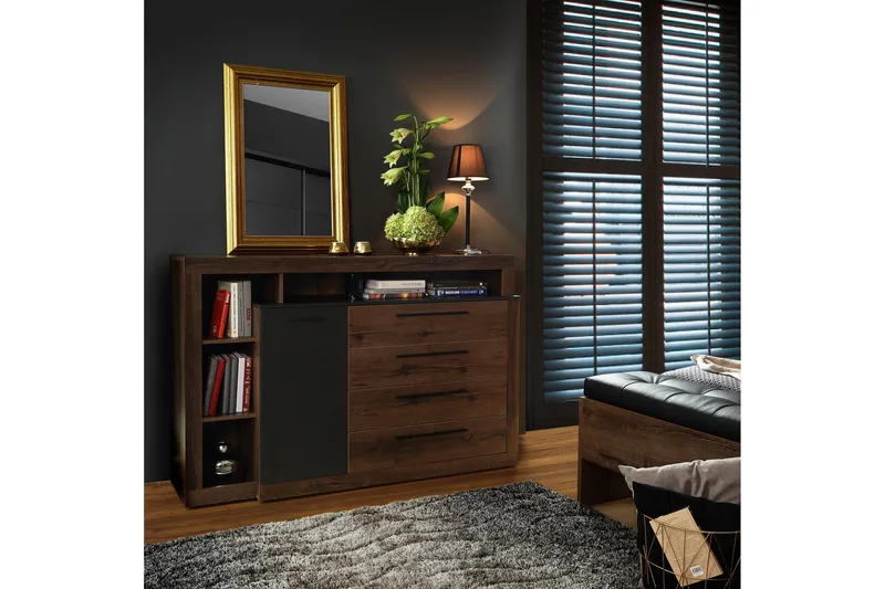 Hither Kommode 161 cm - Brun/Sort - Opbevaring - Opbevaringsmøbler - Kommode