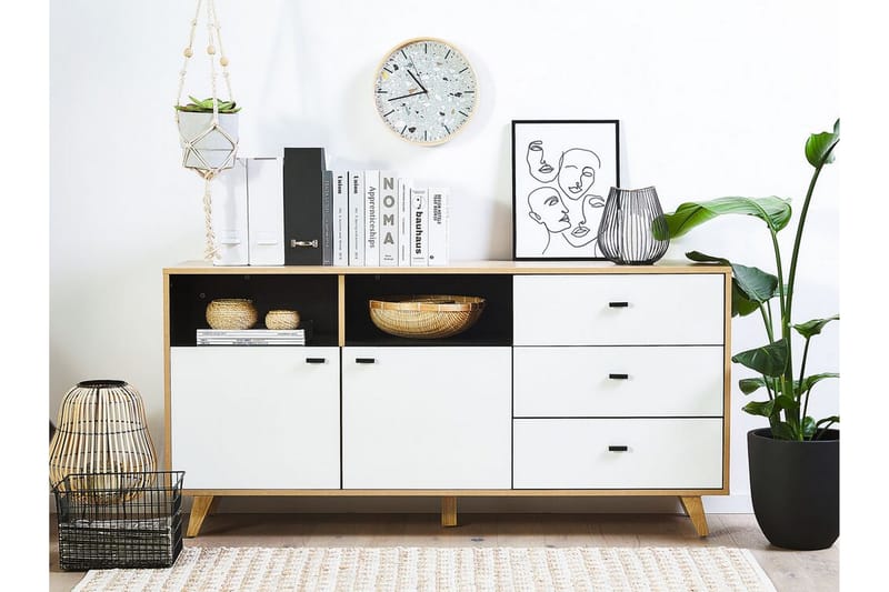 Ilion Kommode 155 cm - Lyst Træ/Hvid - Opbevaring - Opbevaringsmøbler - Kommode