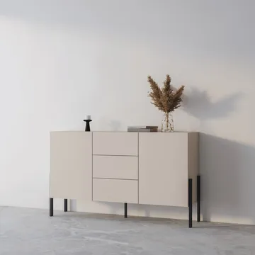 Kommode Jukon 2 Døre med 3 Skuffer - Cashmere, 154 cm - Opbevaring - Opbevaringsmøbler - Skænke & sideboards