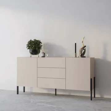 Kommode Jukon 2 Døre med 3 Skuffer - Cashmere, 184 cm - Opbevaring - Opbevaringsmøbler - Skænke & sideboards