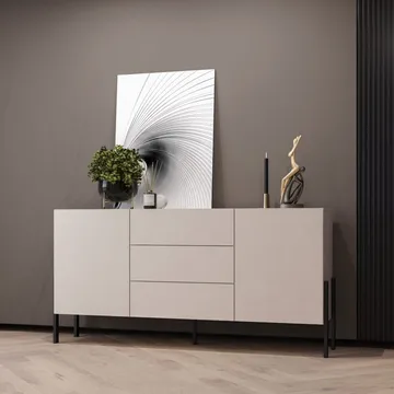 Kommode Jukon 2 Døre med 3 Skuffer - Cashmere, 184 cm - Opbevaring - Opbevaringsmøbler - Skænke & sideboards