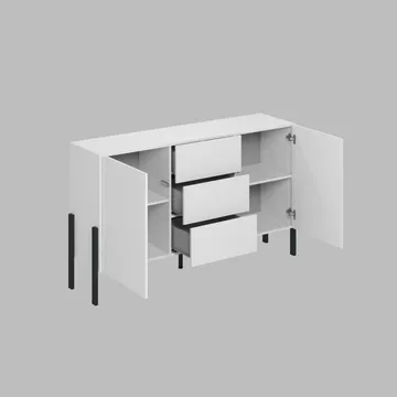 Kommode Jukon 2 Døre med 3 Skuffer - Hvid supermat, 154 cm - Opbevaring - Opbevaringsmøbler - Skænke & sideboards