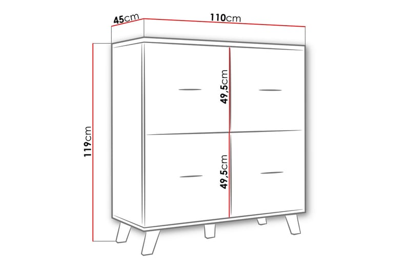 Kardos Kommode 45x110 cm - Natur/Sort - Opbevaring - Opbevaringsmøbler - Kommode - Entrékommode
