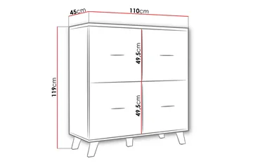 Kardos Kommode 45x110 cm - Natur/Sort - Opbevaring - Opbevaringsmøbler - Kommode