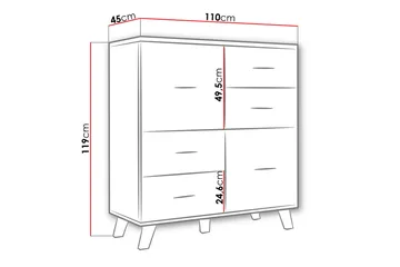 Kardos Kommode 45x110 cm - Natur/Sort - Opbevaring - Opbevaringsmøbler - Kommode