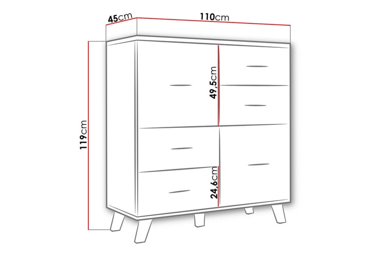 Kardos Kommode 45x110 cm - Natur/Sort - Opbevaring - Opbevaringsmøbler - Kommode - Entrékommode