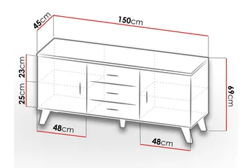 Kardos Kommode 45x150 cm - Natur/Sort - Opbevaring - Opbevaringsmøbler - Kommode - Entrékommode