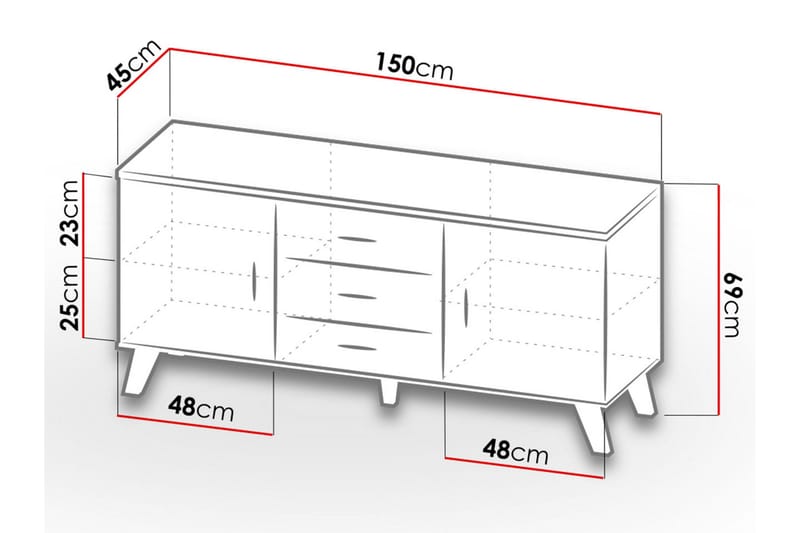 Kardos Kommode 45x150 cm - Natur/Sort - Opbevaring - Opbevaringsmøbler - Kommode - Entrékommode