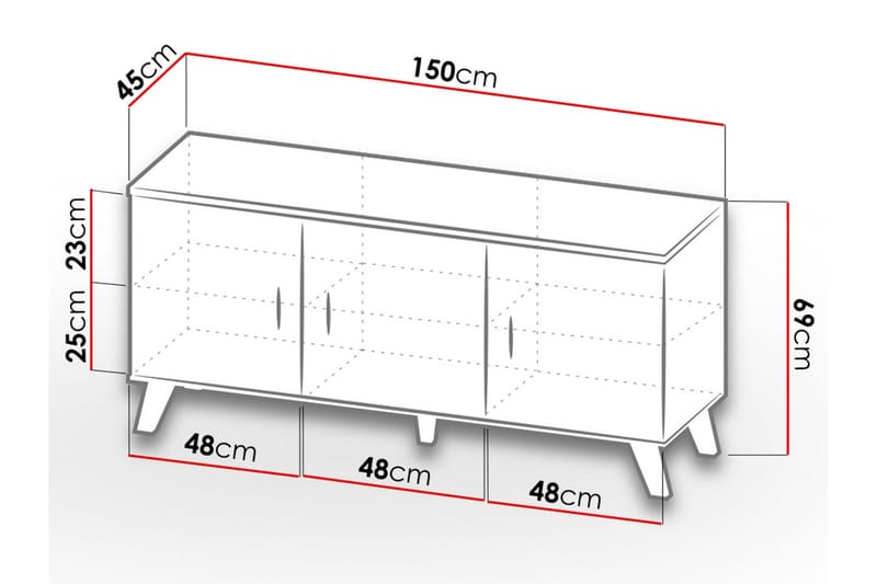 Kardos Kommode 45x150 cm - Natur/Sort - Opbevaring - Opbevaringsmøbler - Kommode - Entrékommode
