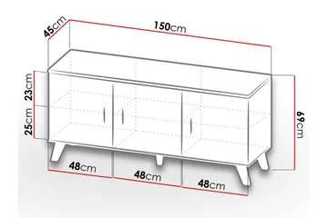 Kardos Kommode 45x150 cm - Natur/Sort - Opbevaring - Opbevaringsmøbler - Kommode