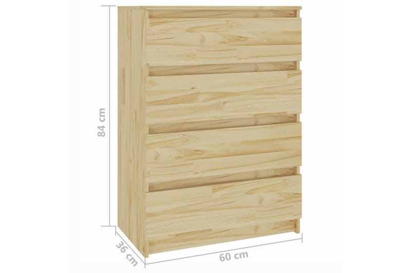 kommode 60x36x84 cm massivt fyrretræ - Brun - Opbevaring - Opbevaringsmøbler - Kommode