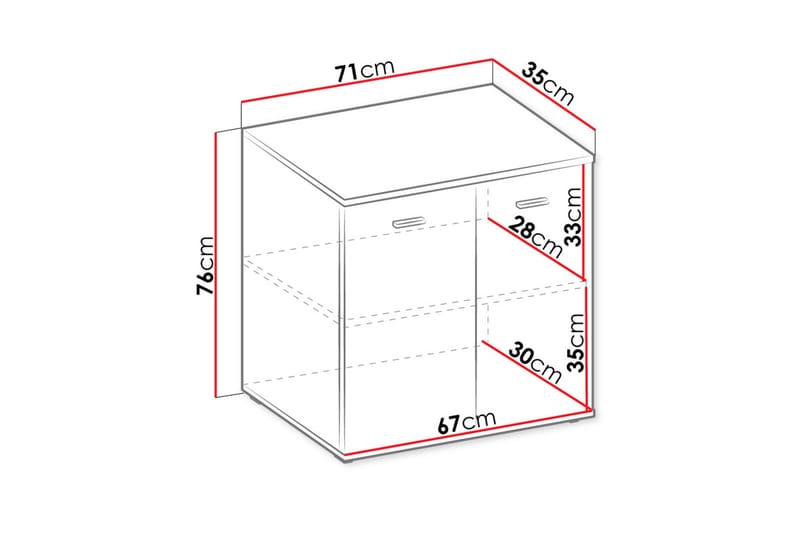 Kommode 71 cm - Hvid - Opbevaring - Opbevaringsmøbler - Kommode