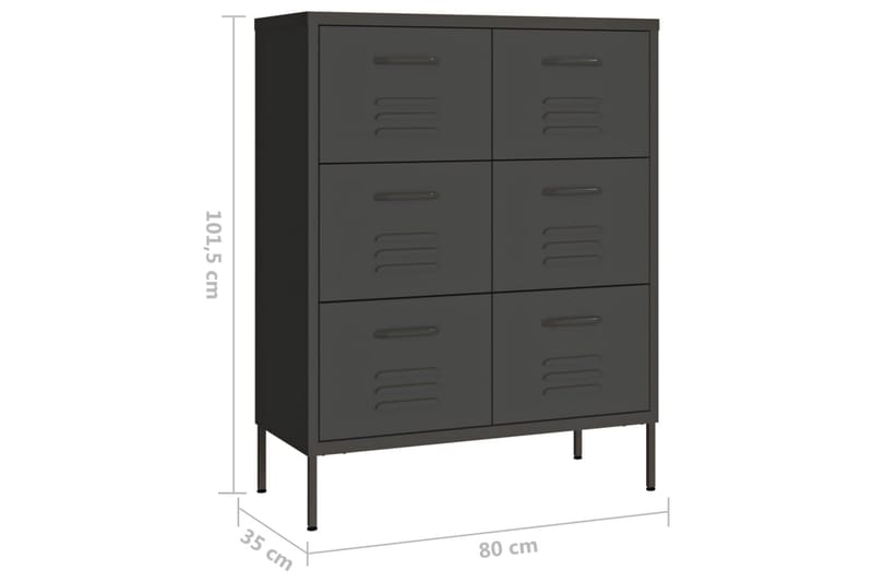 kommode 80x35x101,5 cm stål antracitgrå - Antracit - Entréopbevaring - Entrékommode - Kommode