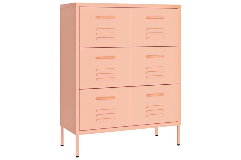 kommode 80x35x101,5 cm stål lyserød - Lyserød - Opbevaring - Opbevaringsmøbler - Kommode - Entrékommode
