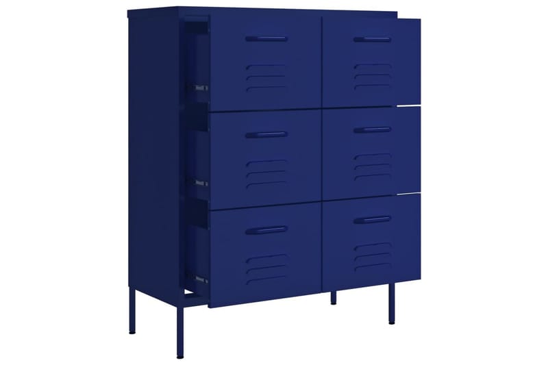 kommode 80x35x101,5 cm stål marineblå - Blå - Opbevaring - Opbevaringsmøbler - Kommode - Entrékommode