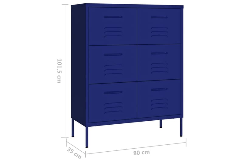 kommode 80x35x101,5 cm stål marineblå - Blå - Entréopbevaring - Entrékommode - Kommode