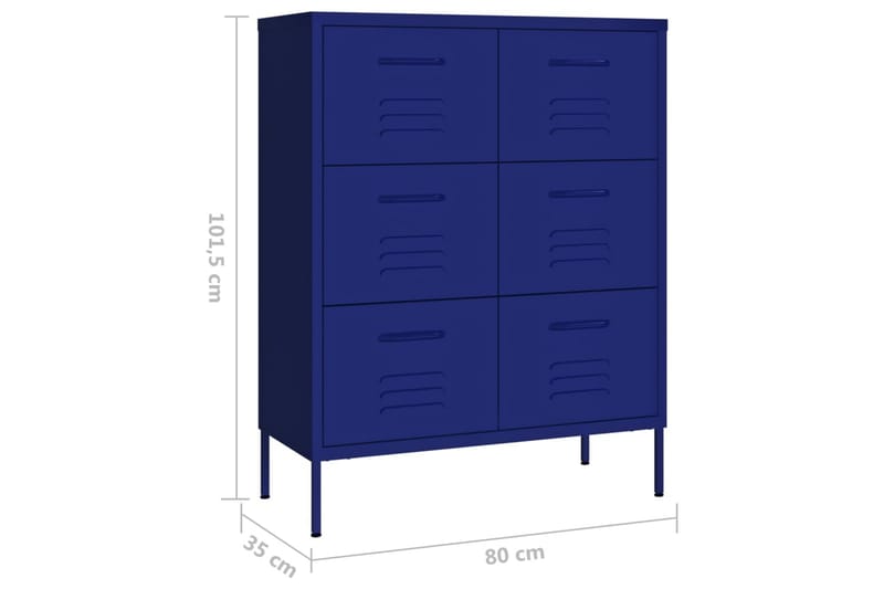 kommode 80x35x101,5 cm stål marineblå - Blå - Opbevaring - Opbevaringsmøbler - Kommode - Entrékommode