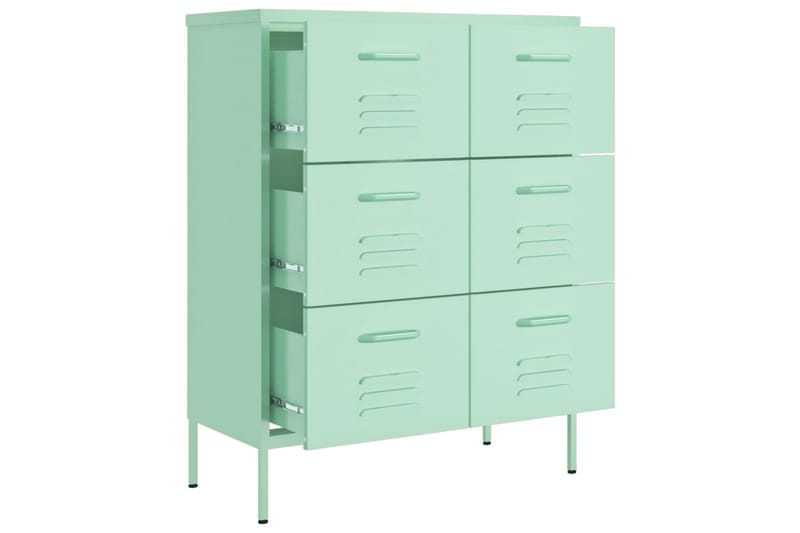 kommode 80x35x101,5 cm stål mintgrøn - Grøn - Opbevaring - Opbevaringsmøbler - Kommode - Entrékommode