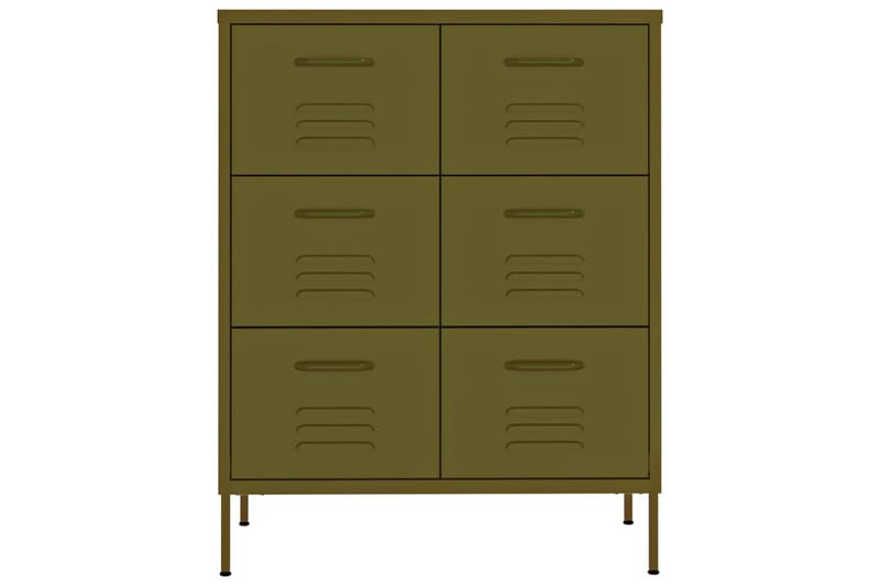 kommode 80x35x101,5 cm stål olivengrøn - Grøn - Opbevaring - Opbevaringsmøbler - Kommode - Entrékommode