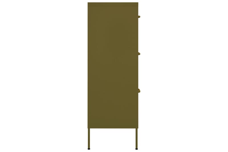 kommode 80x35x101,5 cm stål olivengrøn - Grøn - Opbevaring - Opbevaringsmøbler - Kommode - Entrékommode