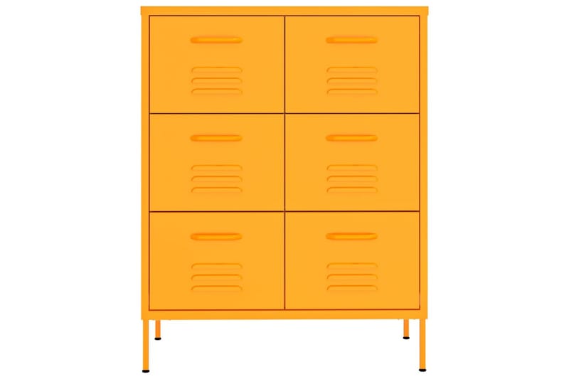 kommode 80x35x101,5 cm stål sennepsgul - Gul - Opbevaring - Opbevaringsmøbler - Kommode - Entrékommode
