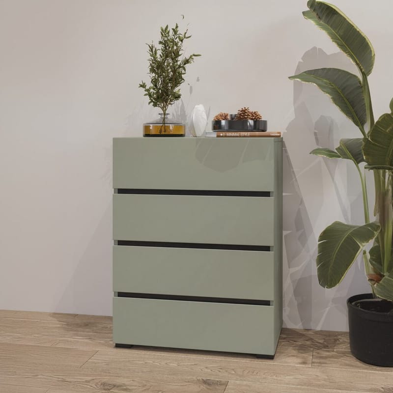 Kommode Cross med 4 skuffer - Grøn - Opbevaring - Opbevaringsmøbler - Kommode - Entrékommode