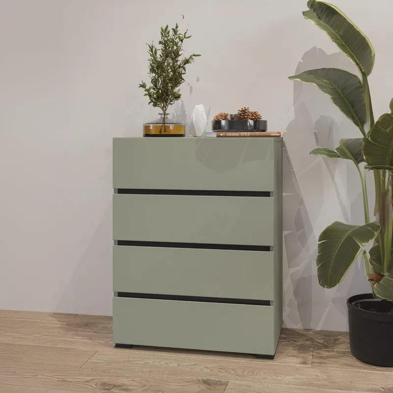 Kommode Cross med 4 skuffer - Grøn - Opbevaring - Opbevaringsmøbler - Kommode - Entrékommode