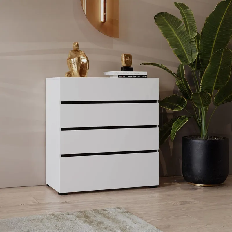 Kommode Cross S med 4 skuffer - Hvid - Opbevaring - Opbevaringsmøbler - Kommode - Entrékommode