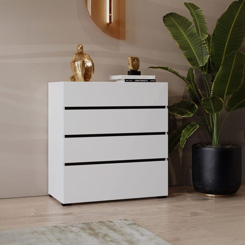 Kommode Cross S med 4 skuffer - Hvid - Opbevaring - Opbevaringsmøbler - Kommode - Entrékommode