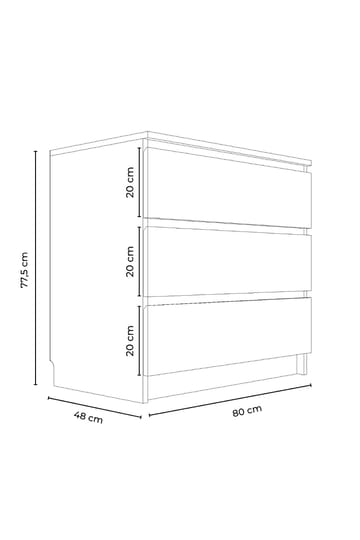 Kommode Hanah Home Derinkuyu 3 (80 x 77,5 x 48 cm) Hvid - Opbevaring - Opbevaringsmøbler - Kommode - Entrékommode