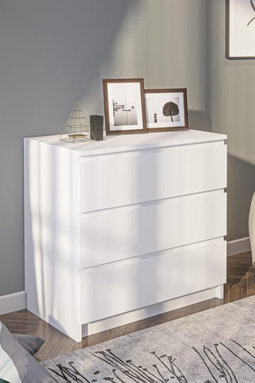 Kommode Hanah Home Derinkuyu 3 (80 x 77,5 x 48 cm) Hvid - Opbevaring - Opbevaringsmøbler - Kommode - Entrékommode
