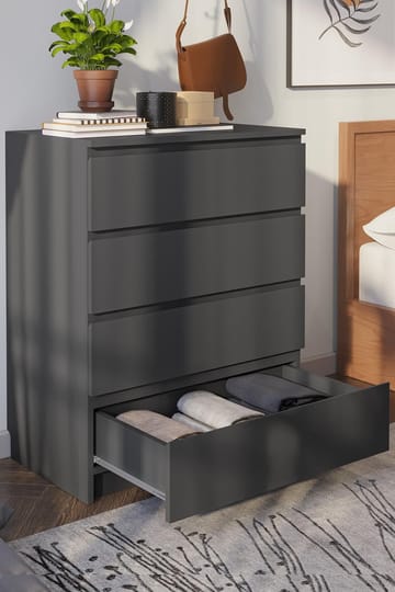 Kommode Hanah Home Derinkuyu 4 (80 x 100 x 48 cm) Antracit - Antracit - Opbevaring - Opbevaringsmøbler - Kommode - Entrékommode
