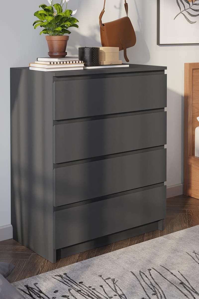 Kommode Hanah Home Derinkuyu 4 (80 x 100 x 48 cm) Antracit - Antracit - Opbevaring - Opbevaringsmøbler - Kommode - Entrékommode