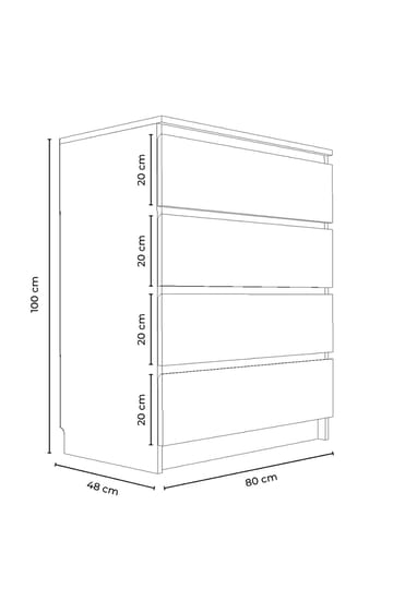 Kommode Hanah Home Derinkuyu 4 (80 x 100 x 48 cm) Hvid - Opbevaring - Opbevaringsmøbler - Kommode - Entrékommode
