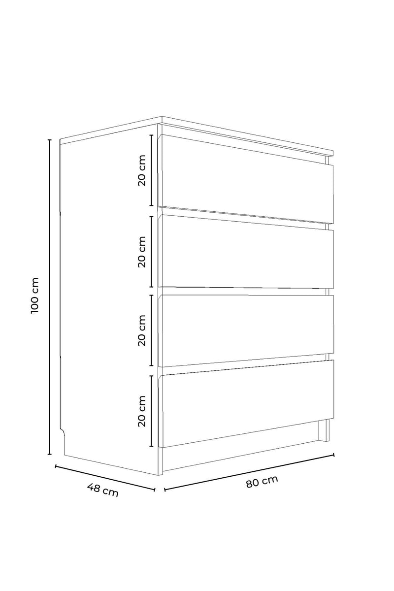 Kommode Hanah Home Derinkuyu 4 (80 x 100 x 48 cm) Hvid - Opbevaring - Opbevaringsmøbler - Kommode - Entrékommode