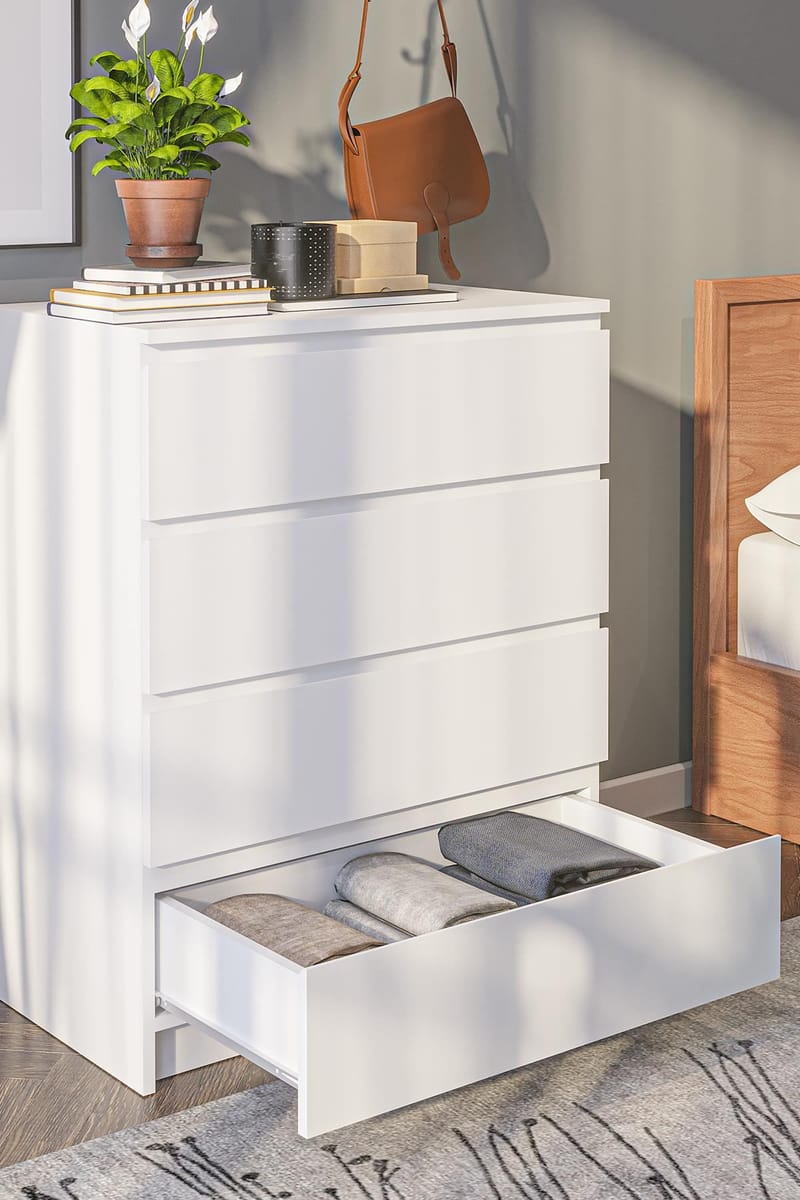 Kommode Hanah Home Derinkuyu 4 (80 x 100 x 48 cm) Hvid - Opbevaring - Opbevaringsmøbler - Kommode - Entrékommode