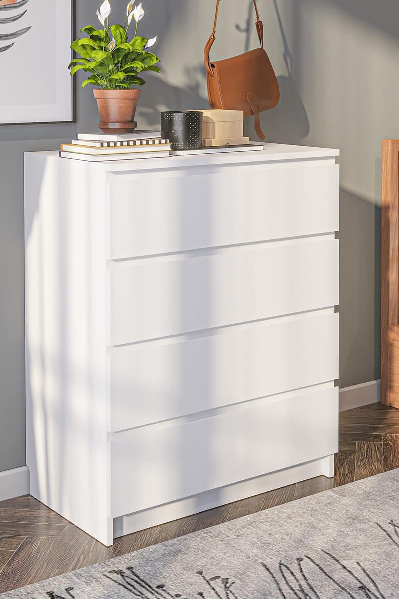 Kommode Hanah Home Derinkuyu 4 (80 x 100 x 48 cm) Hvid - Opbevaring - Opbevaringsmøbler - Kommode - Entrékommode