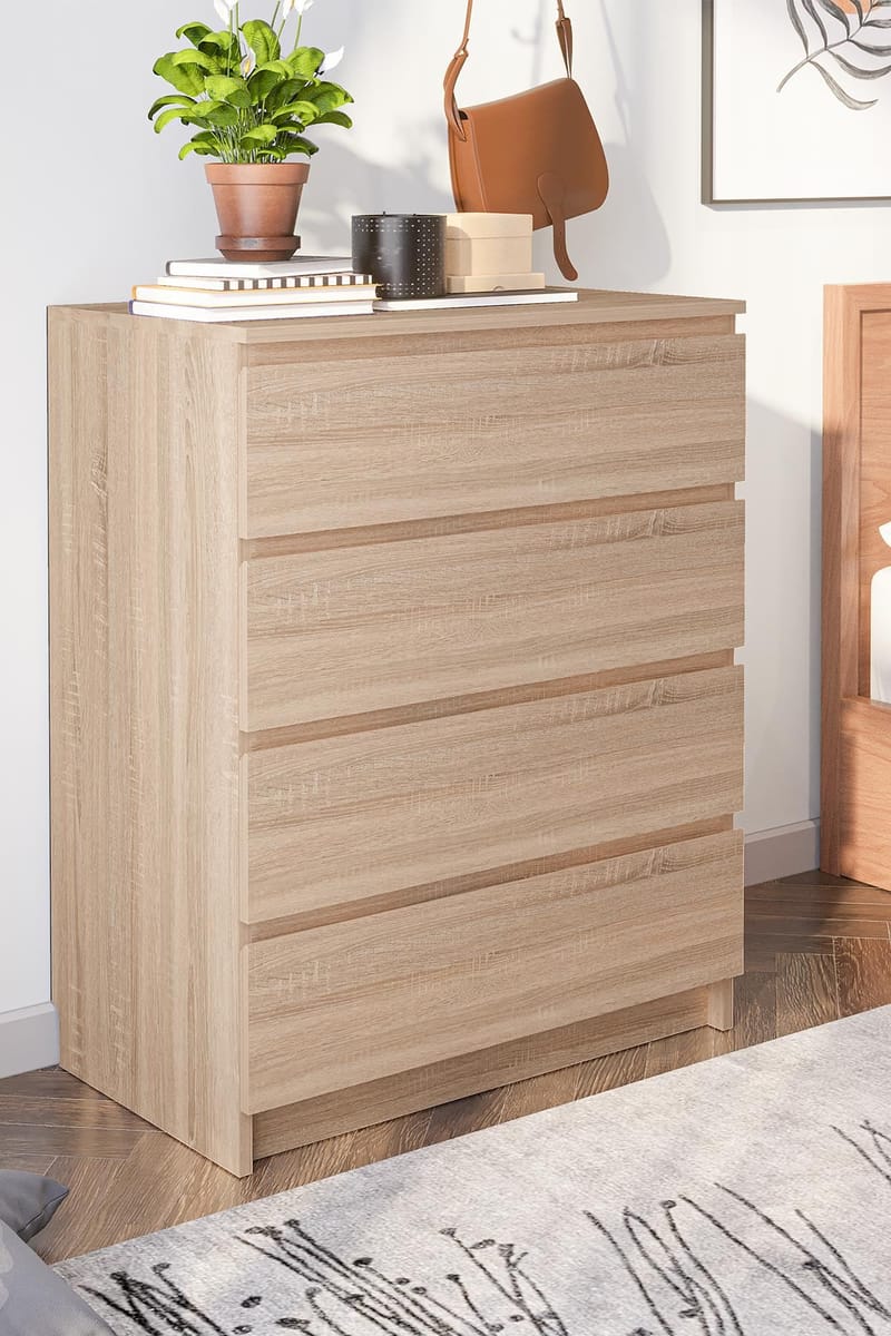 Kommode Hanah Home Derinkuyu 4 (80 x 100 x 48 cm) Sonomo eg - Opbevaring - Opbevaringsmøbler - Kommode - Entrékommode
