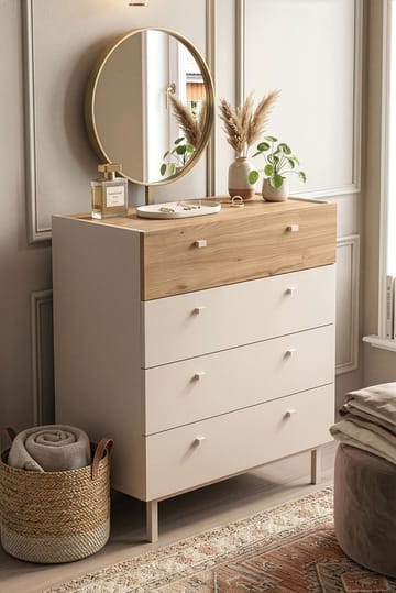 Kommode Hanah Home Luke (80 x 93,1 x 41,8 cm) Sand eg - Sand eg - Opbevaring - Opbevaringsmøbler - Kommode - Entrékommode