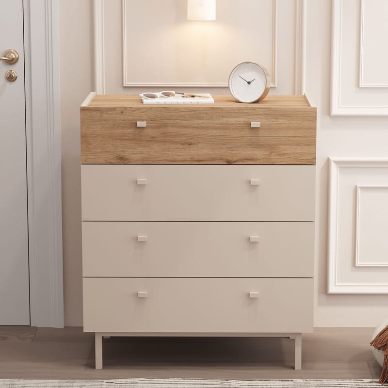 Kommode Hanah Home Luke (80 x 93,1 x 41,8 cm) Sand eg - Sand eg - Opbevaring - Opbevaringsmøbler - Kommode - Entrékommode
