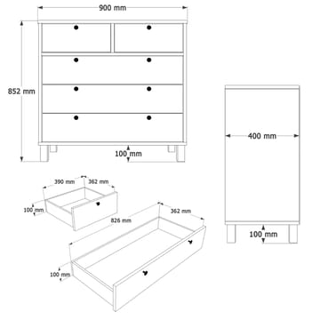Kommode Hanah Home Nord (90 x 85,2 x 40 cm) Hvid eg - Hvid og eg - Opbevaring - Opbevaringsmøbler - Kommode - Entrékommode