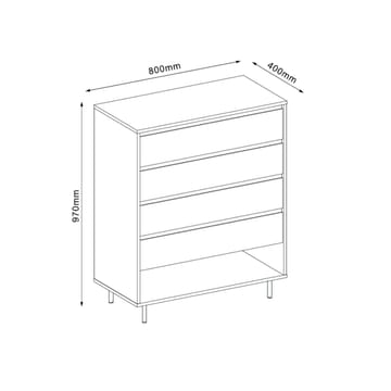 Kommode HOME4YOU Herta 80x40x97 cm - hvid/lyst træ - Opbevaring - Opbevaringsmøbler - Kommode - Entrékommode