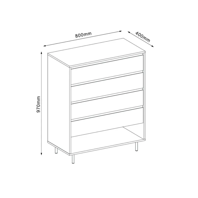 Kommode HOME4YOU Herta 80x40x97 cm - hvid/lyst træ - Opbevaring - Opbevaringsmøbler - Kommode - Entrékommode