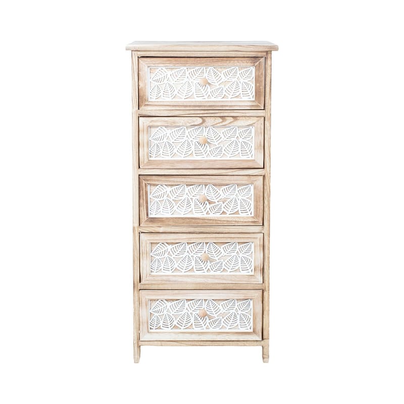 Kommode HOME4YOU Kaseke med 5 opbevaringsrum 40x29x90 cm natur - naturlig - Opbevaring - Opbevaringsmøbler - Kommode - Entrékommode