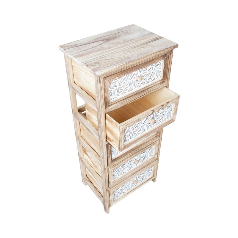 Kommode HOME4YOU Kaseke med 5 opbevaringsrum 40x29x90 cm natur - naturlig - Opbevaring - Opbevaringsmøbler - Kommode - Entrékommode
