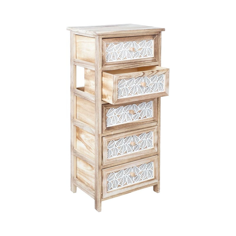 Kommode HOME4YOU Kaseke med 5 opbevaringsrum 40x29x90 cm natur - naturlig - Opbevaring - Opbevaringsmøbler - Kommode - Entrékommode
