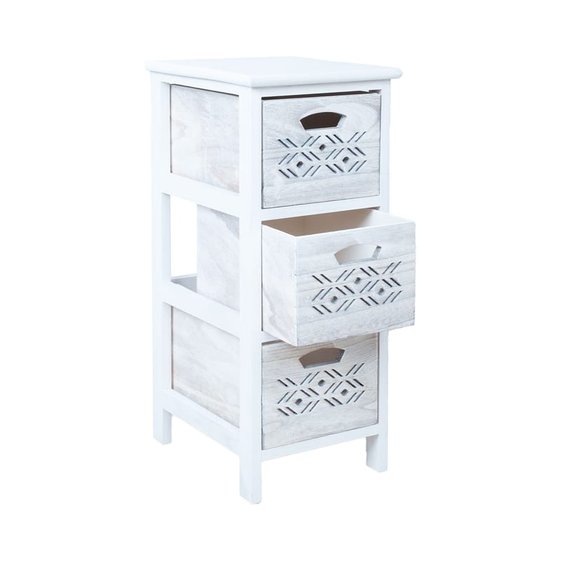 Kommode HOME4YOU Mihkli med 3 opbevaringsenheder 26x32x63 cm hvid - hvid - Opbevaring - Opbevaringsmøbler - Kommode - Entrékommode