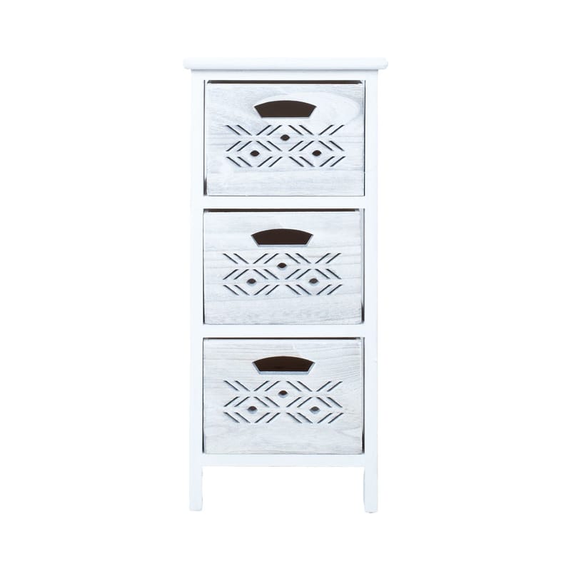 Kommode HOME4YOU Mihkli med 3 opbevaringsenheder 26x32x63 cm hvid - hvid - Opbevaring - Opbevaringsmøbler - Kommode - Entrékommode