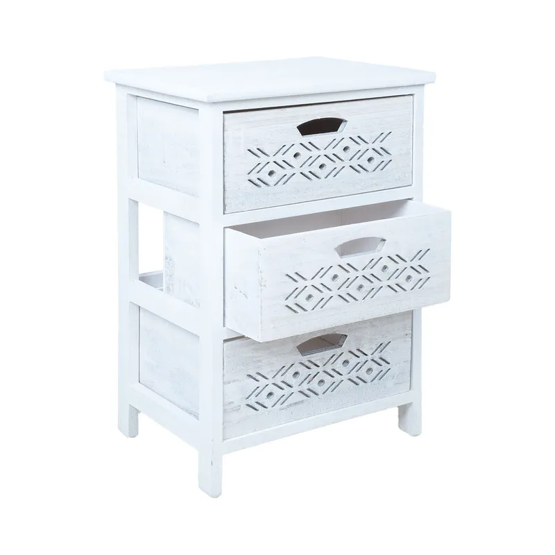 Kommode HOME4YOU Mihkli med 3 opbevaringsrum 40x29x58 cm Hvid - Hvid - Opbevaring - Opbevaringsmøbler - Kommode - Entrékommode